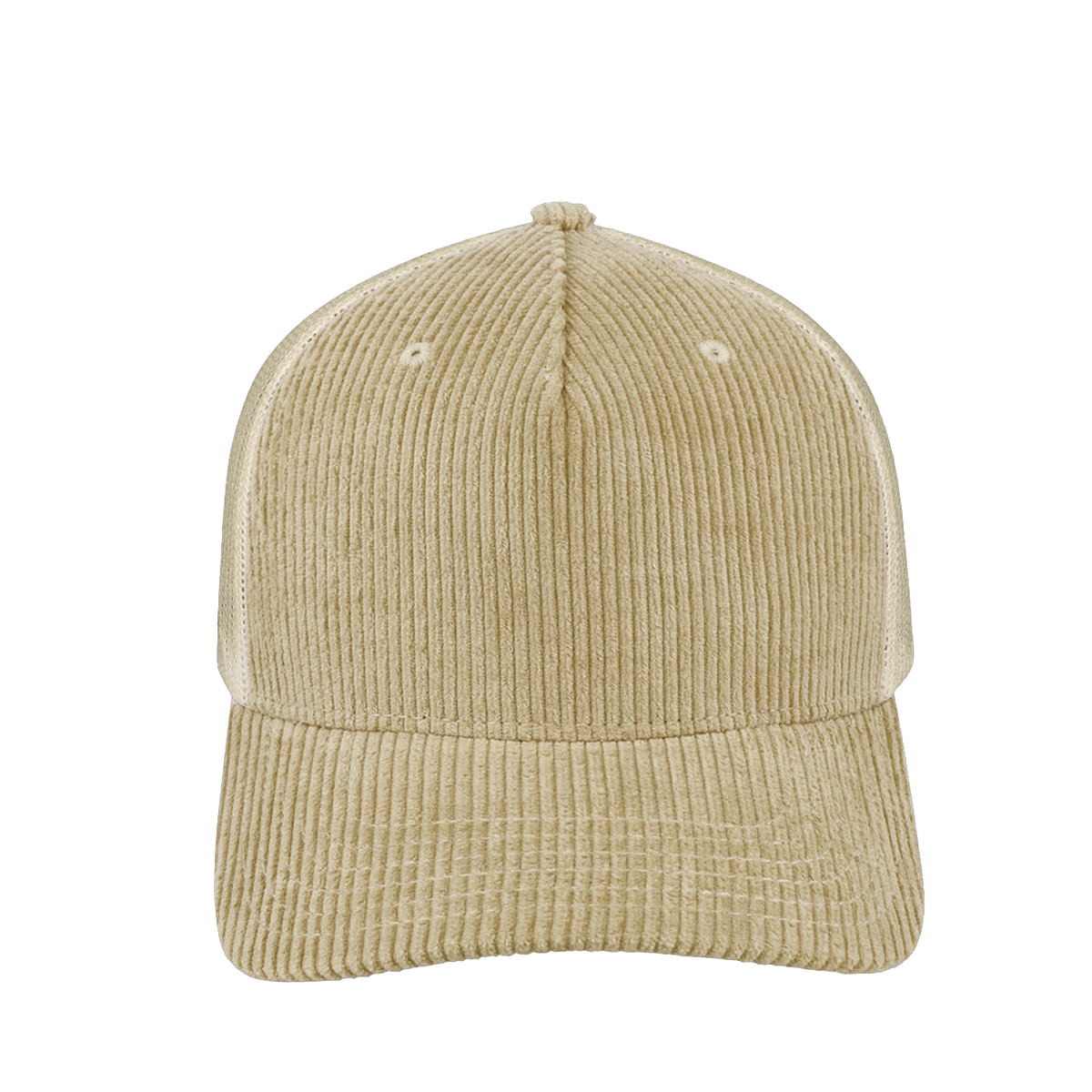 unbranded 5-panel-corduroy-trucker-cap khaki front_image panel-framed