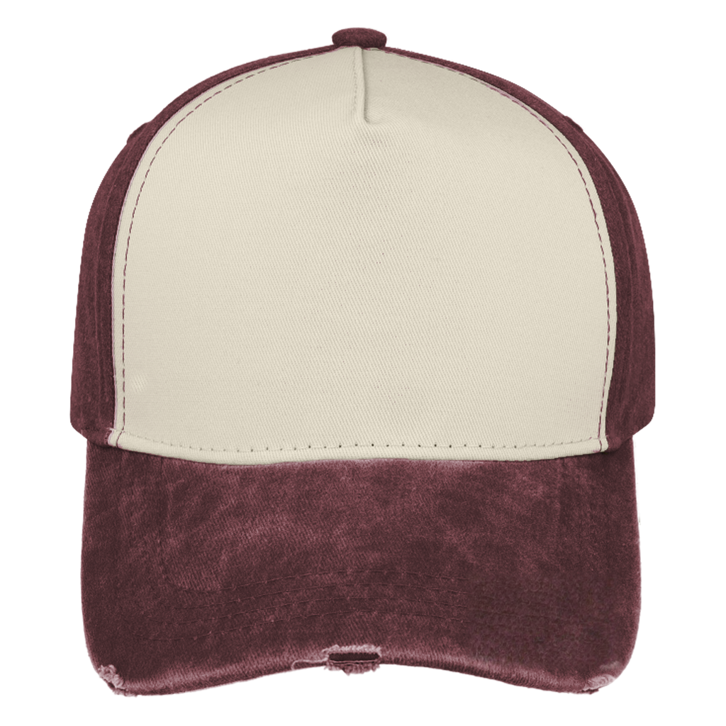 sldev43-unbranded pigment-washed-5-panel-cap maroon front_image
