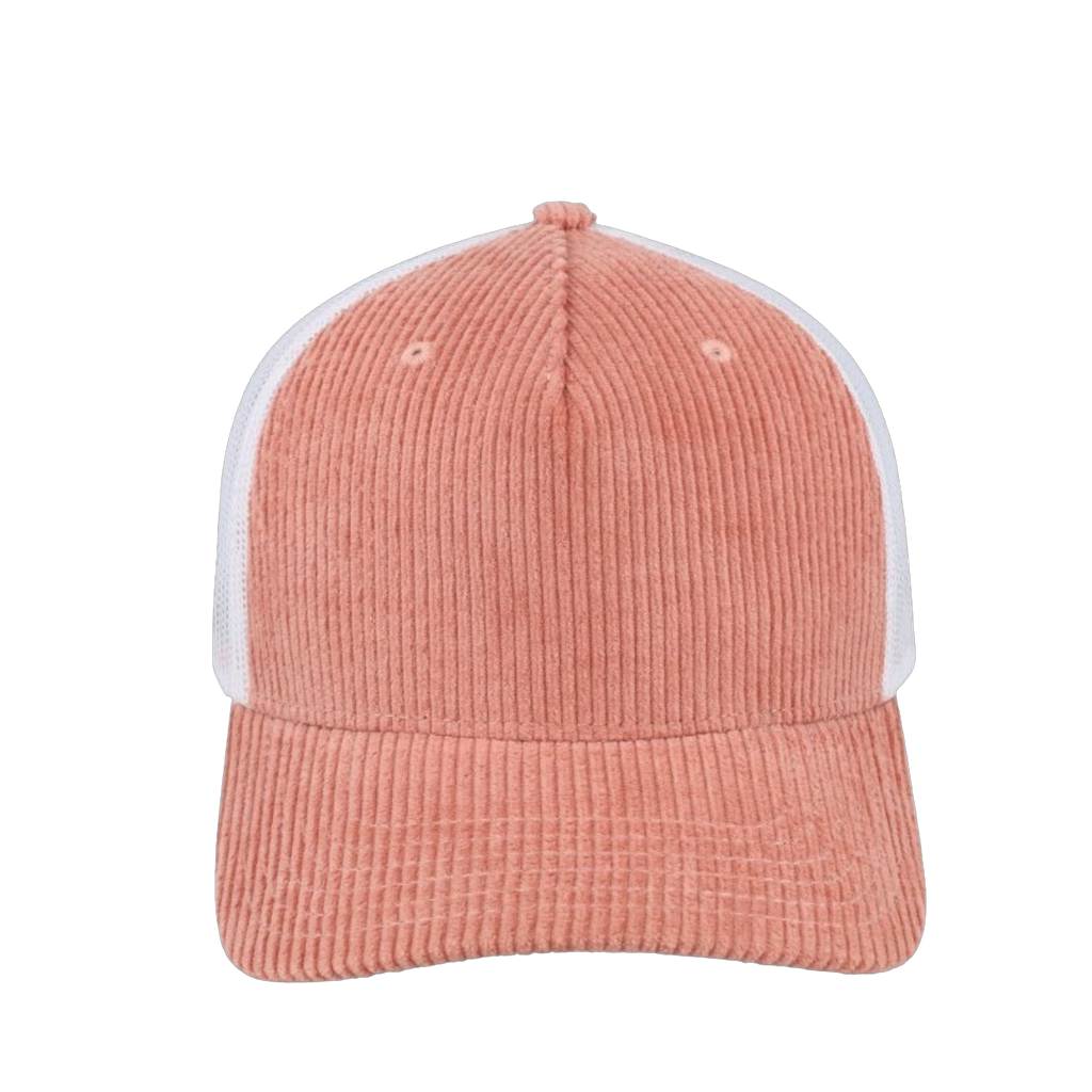 unbranded 5-panel-corduroy-trucker-cap pink front_image panel-framed