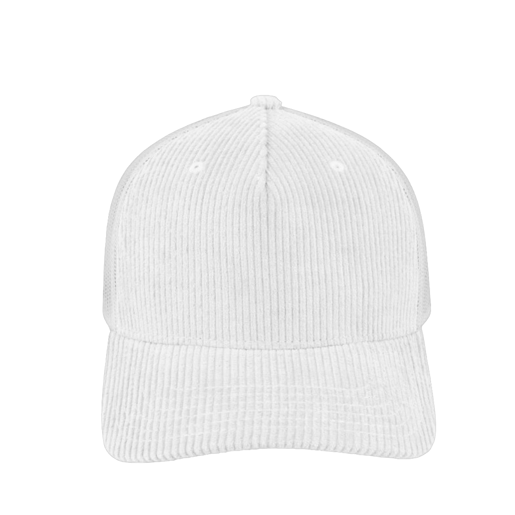 unbranded 5-panel-corduroy-trucker-cap white front_image panel-framed